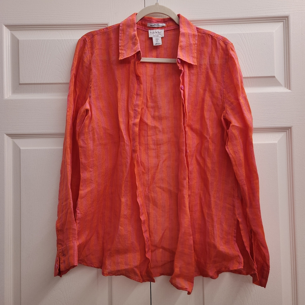 Bright Orange Linen Shirt